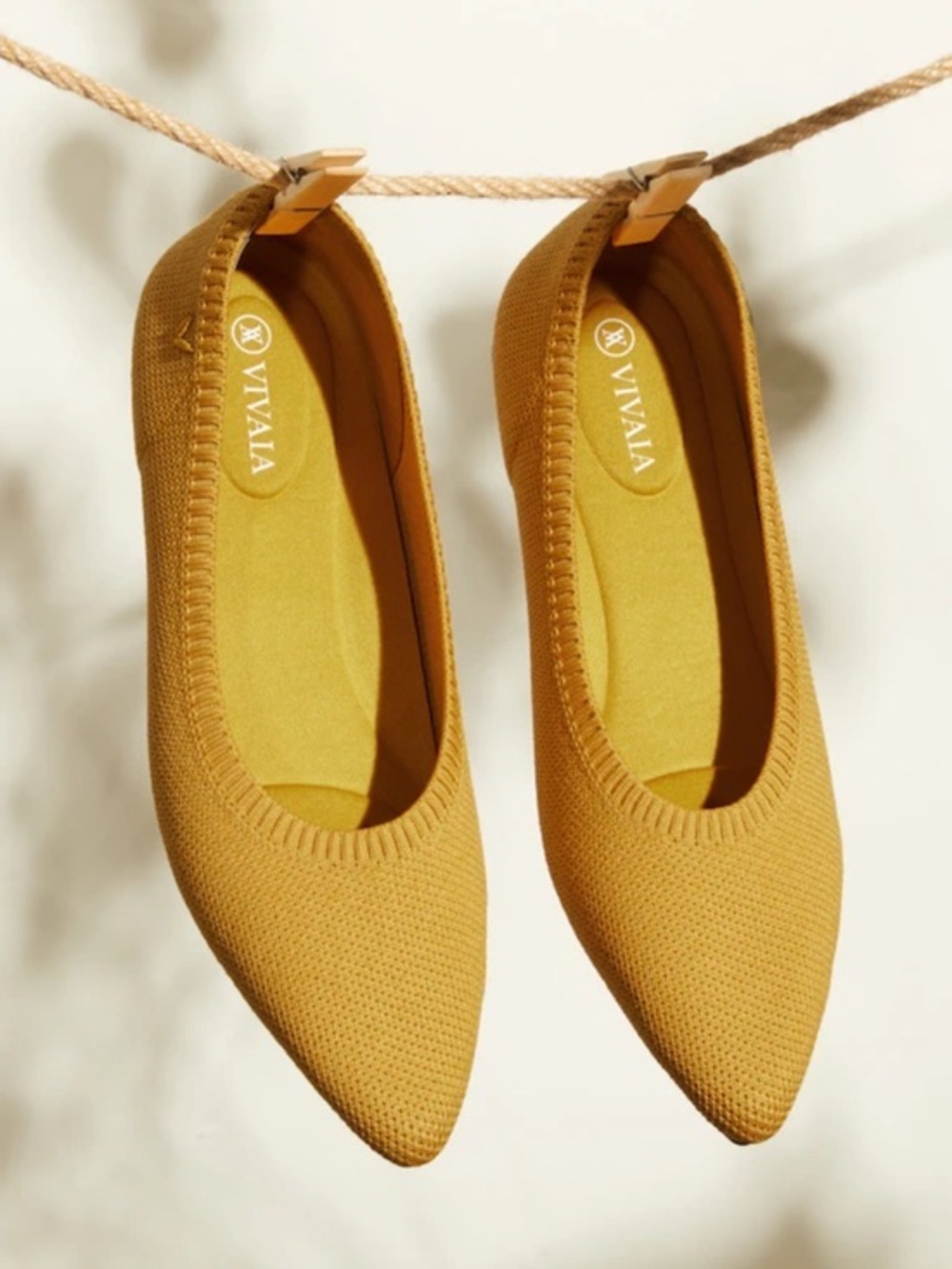 Vivaia Pointed Toe Ballet Flats Aria 5 Ginger Yellow